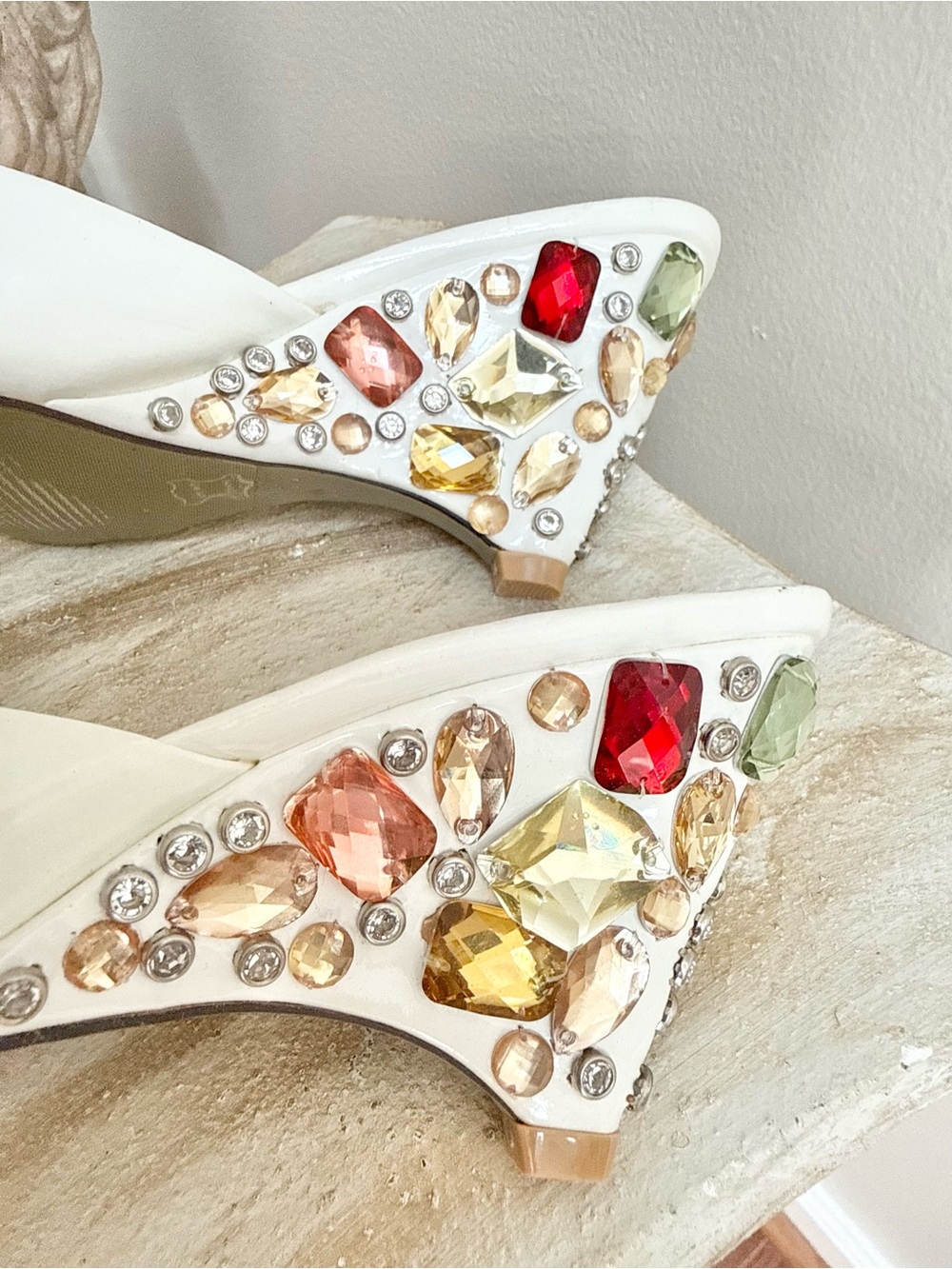 VTG Miu Miu Crystal Embellished Kitten Heel Mules EU 36 US 5.5 - Picture 5 of 7